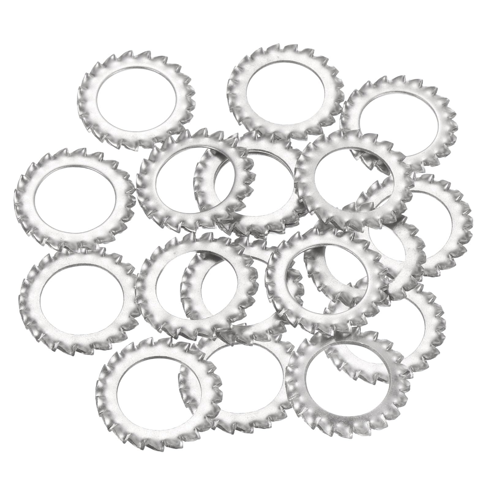 sourcing map 15 Pcs 304 Stainless Steel External Tooth Lock Washers, M20 Star Locking Washer Serrated Washer for Screw Bolt Mechanical Equipment Fasteners, Silver