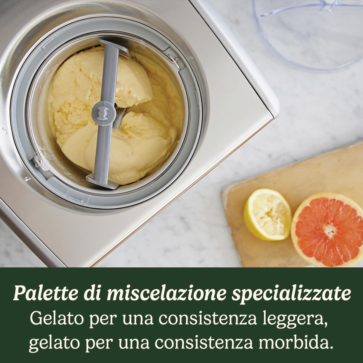 Cuisinart ICE100E Gelatiera con Compressore Integrato, Capacità 1,5 litri, auto-refrigerante, 2 Palette Incluse, Funzione Mantieni Freddo, Ideale per Gelati Sorbetti e Frozen Yogurt