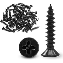 #6 x 3/4" Black Wood Screws, 120Pcs | Oxide Coated, Flat Head, Carbon Steel 18-8, Phillips Head, For Wood Drywall Plastic Metal