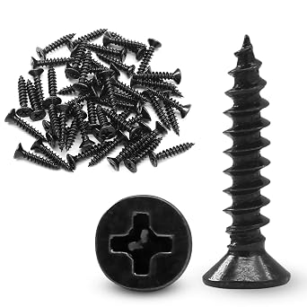 #6 x 3/4" Black Wood Screws, 120Pcs | Oxide Coated, Flat Head, Carbon Steel 18-8, Phillips Head, For Wood Drywall Plastic Metal