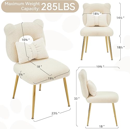 Miniatura 2 de Furniliving Silla tapizada sin brazos para tocador de maquillaje, bonita silla de sherpa para sala de estar, dormitorio, vestidor, taburete de