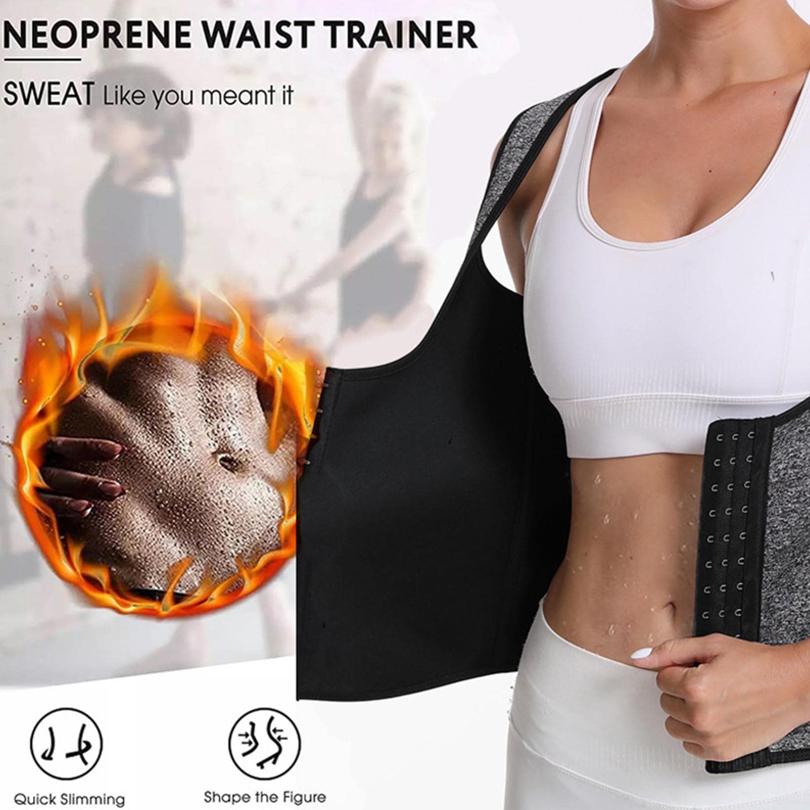 Damska kamizelka trenera talii,Cincher Gorset Fajas Potrójne pasy Tank Top Zipper Vest | Oddychaj?ca elastyczna wyszczuplaj?ca bielizna modeluj?ca si?owni?, ?, bieganie, taniec, jazd? Pologmase