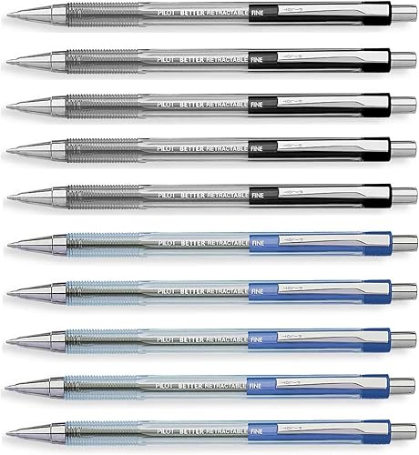 Miniatura 1 de Pilot Bolígrafos retráctiles, colores negro y azul, punta fina, 10 unidades