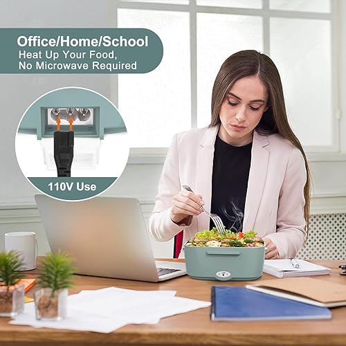Miniatura 3 de Fiambrera eléctrica de 80 W, 3 en 1, lonchera calentada ultrarrápida para adultos, 12 V24 V110 V, calentador de alimentos portátil para