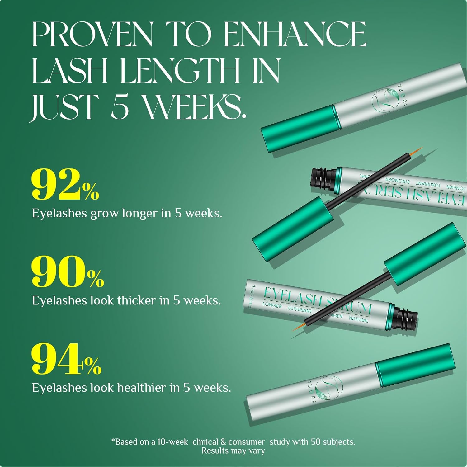 Eyelash Growth Serum: Enhances length, density & strength, conditions lashes. Vegan, cruelty-free, gentle for sensitive eyes. 3mL (2-month supply) - Image 3