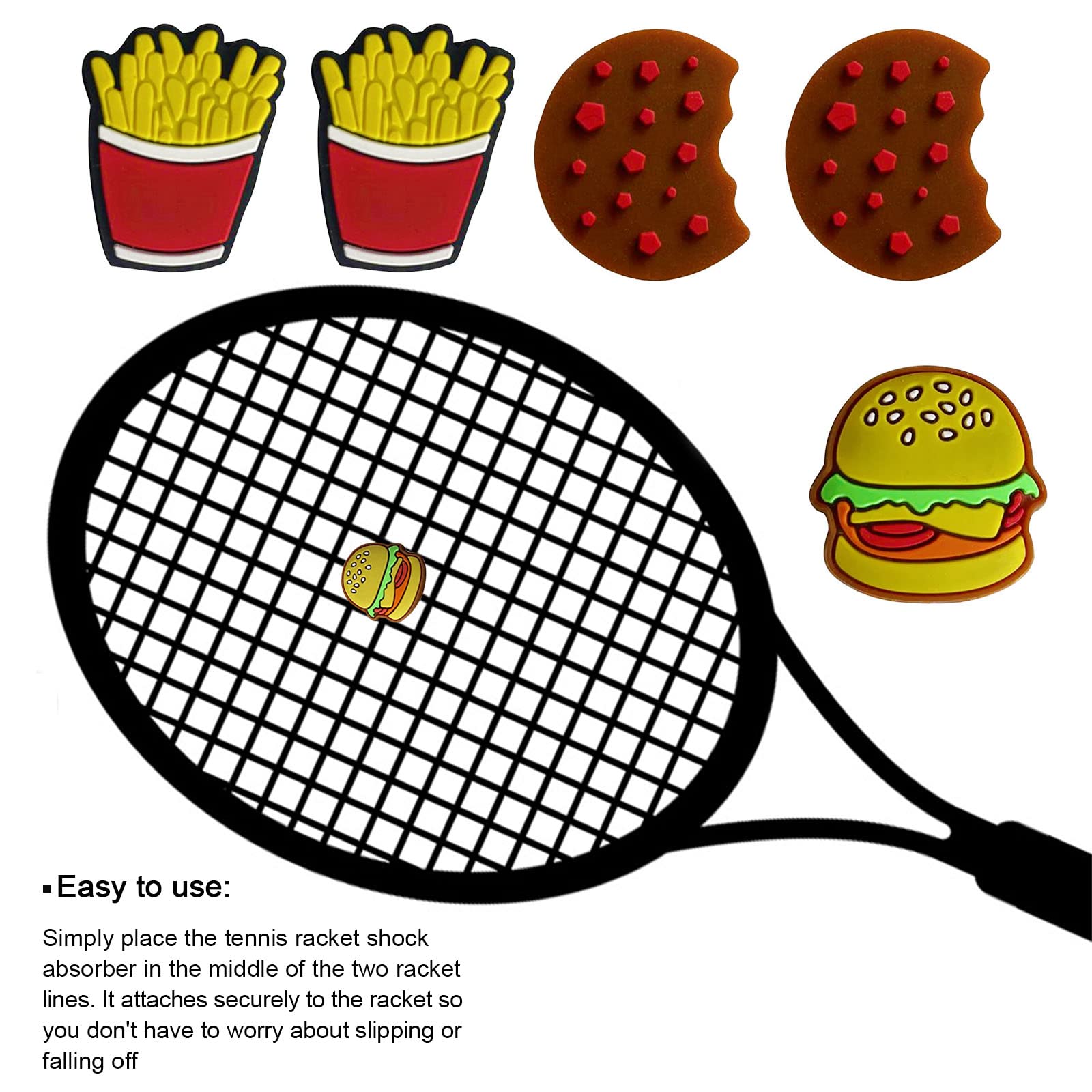 6 Ammortizzatori Per Racchetta Da Tennis A Forma Di Hamburger - Silicone Antivibrante Per Tennis E Squash