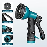 Vista 2 de Boquilla rociadora de manguera de jardín, 10 patrones de riego, boquillas de pulverización, cabezal de manguera resistente, accesorio de manguera