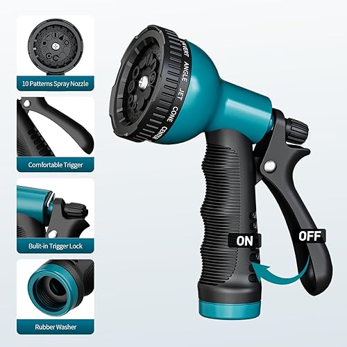 Miniatura 2 de Boquilla rociadora de manguera de jardín, 10 patrones de riego, boquillas de pulverización, cabezal de manguera resistente, accesorio de manguera