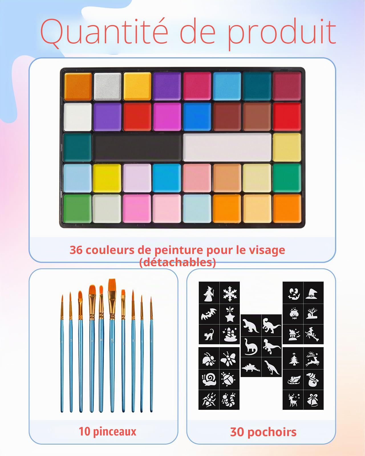 Lictin Peinture Visage 36 Couleurs - Kit de Professionnel Peinture Corporelle Pour la Visage Body Painting Dramatique Effets SpéCiaux Maquillage
