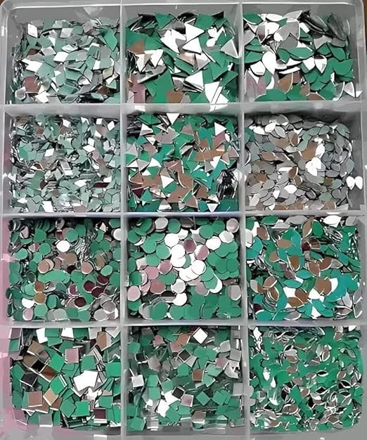 12 Shape Mirror Kit For Lippan Art And Craft Work And Free Glue Mirror 1200 pcs