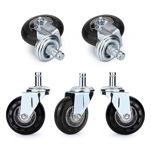 PERFEHAIR Ruedas giratorias sin pelo, juego de 5, ruedas a prueba de pelo para taburetes de salón y spa, carrito de peluquería, bandeja de color de