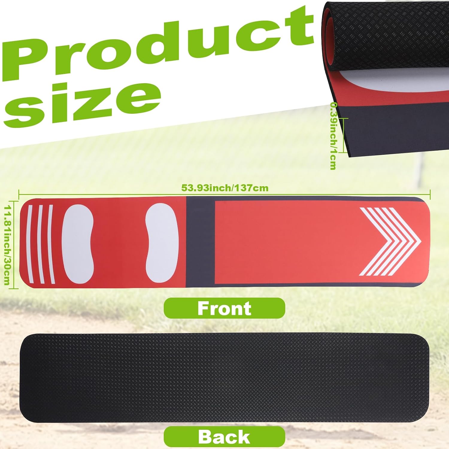 Softball Pitching Mat 54x12 inches - Trainer Mat Baseball, Non-Skid Pitching Mat for Youth, Wear Resistant Portable Training Mat, Non-Slip Durable Pitching Trainer for Indoor Outdoor Practice.
