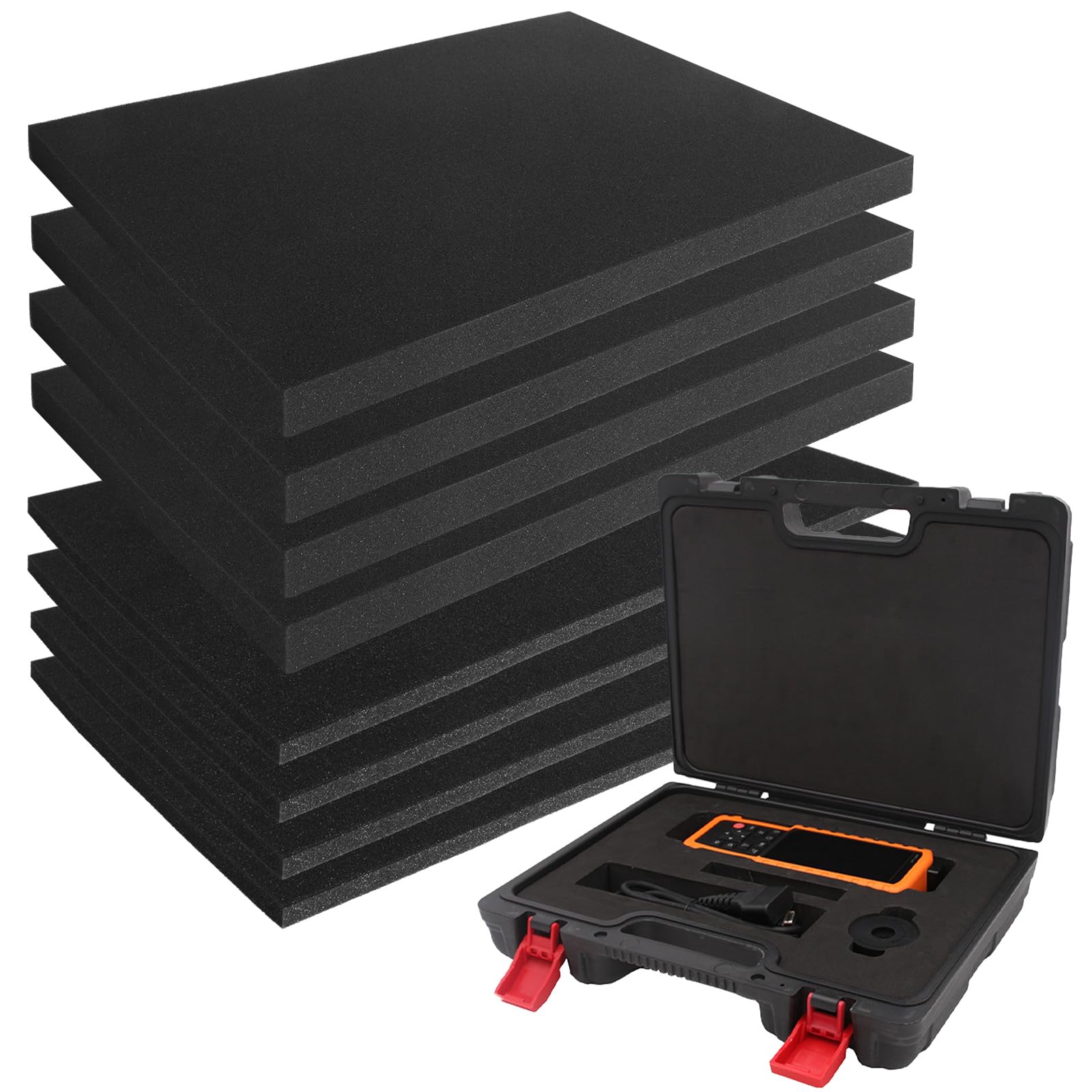 8Pcs Polyurethane Foam Sheet, Packing Foam Sheets, Foam Inserts for Cases, Cuttable Foam Inserts for Cases for Toolbox Camera Storage and Crafts, 16 x 12 x (0.4" and 1")