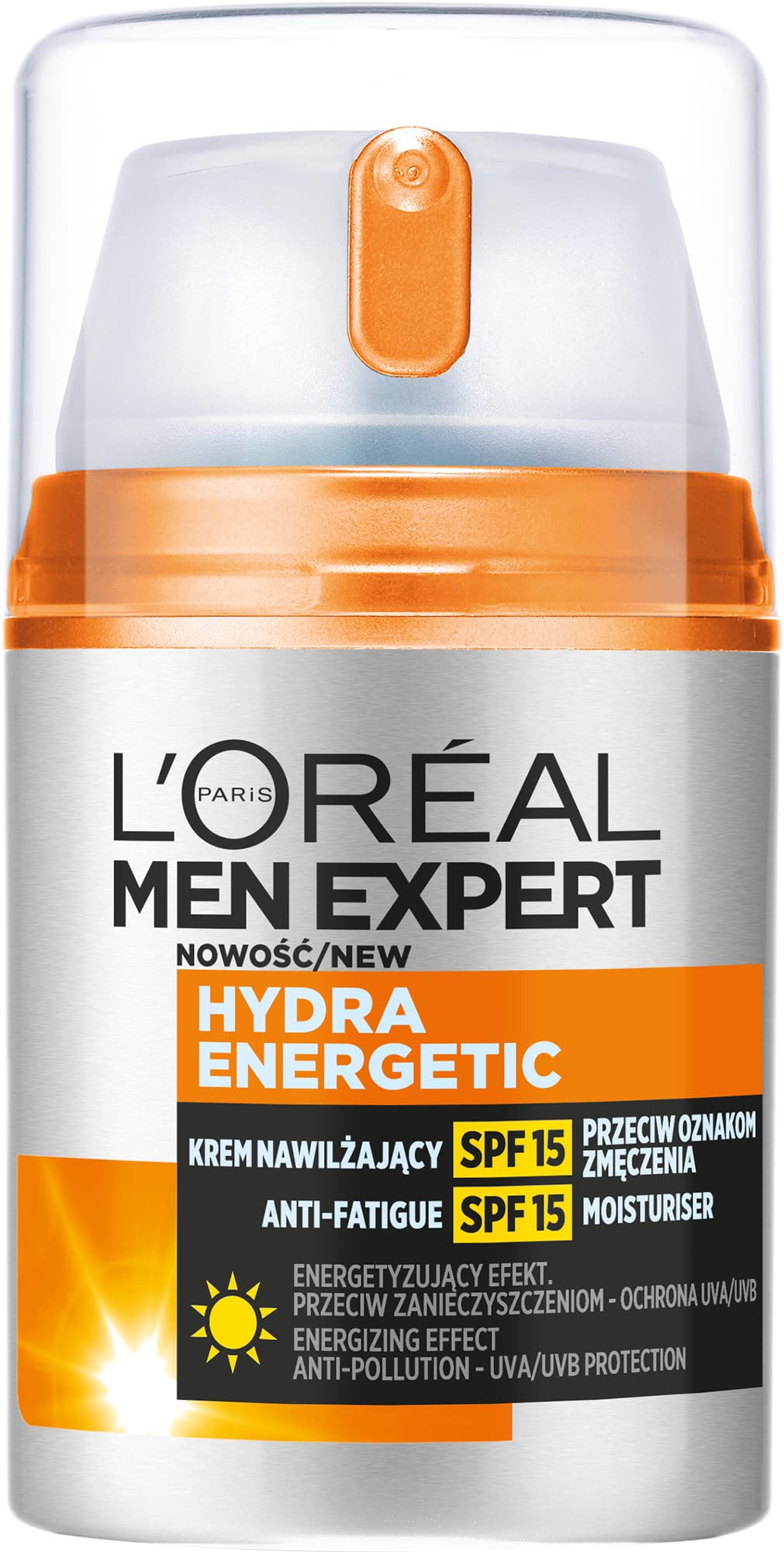 L'Oréal Paris Men Expert Hydra Energetic Krem Nawilżający z SPF15 Przeciw Oznakom Zmęczenia, 50 ml