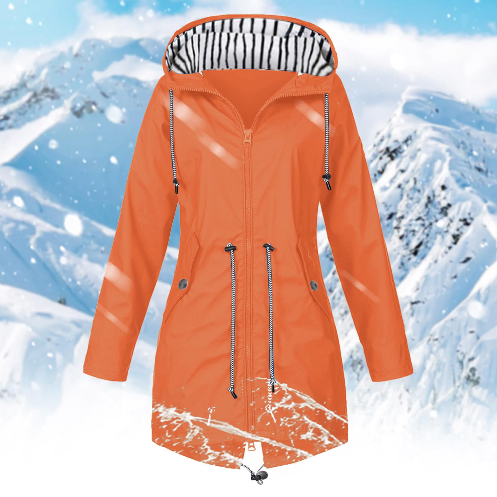 Generisch -Chubasquero con capucha, chaqueta cortavientos ligera de manga larga, cremallera, cordón, impermeable con bolsillos