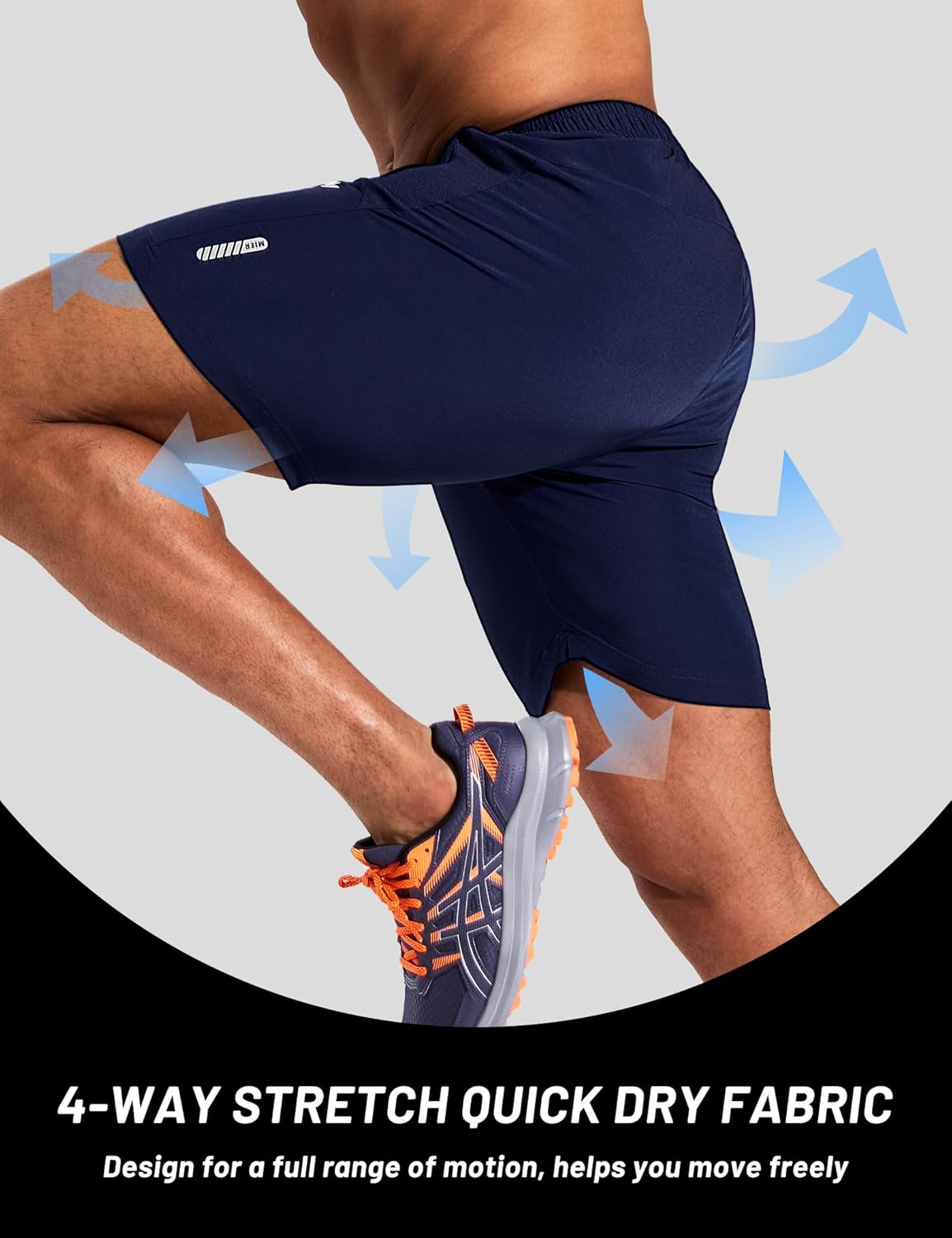 MIER Mens Athletic Shorts 7 Inch Inseam Quick Dry Breathable Running Gym Workout Shorts with 3 Zipper Pockets, No Liner - Image 4