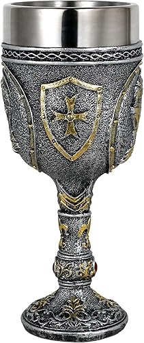 Miniatura 8 de alikiki Medieval Armor Knight - Vaso de vino de cáliz renacentista de acero inoxidable de 7 onzas para la Edad Media, decoración de guerra, fiesta,