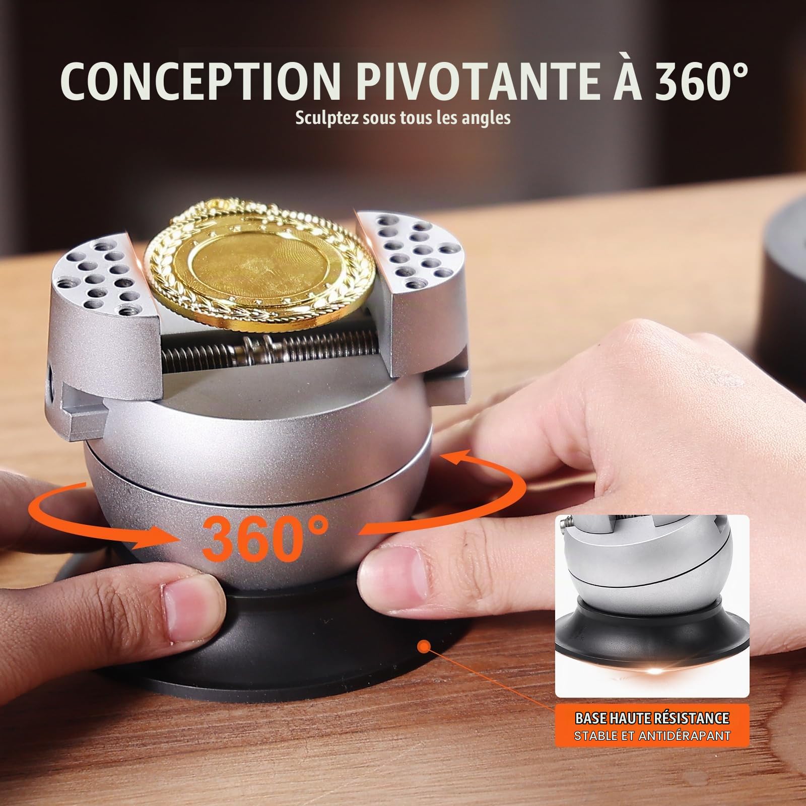 VEVOR Boulet de Graveur 78 mm Étau de Gravure Base Rotative à 360° Étau à Boule Mâchoire Réglable avec 70 Accessoires Outil de Réglage de Gravure pour Fabrication de Bijoux de Précision Bijoutier