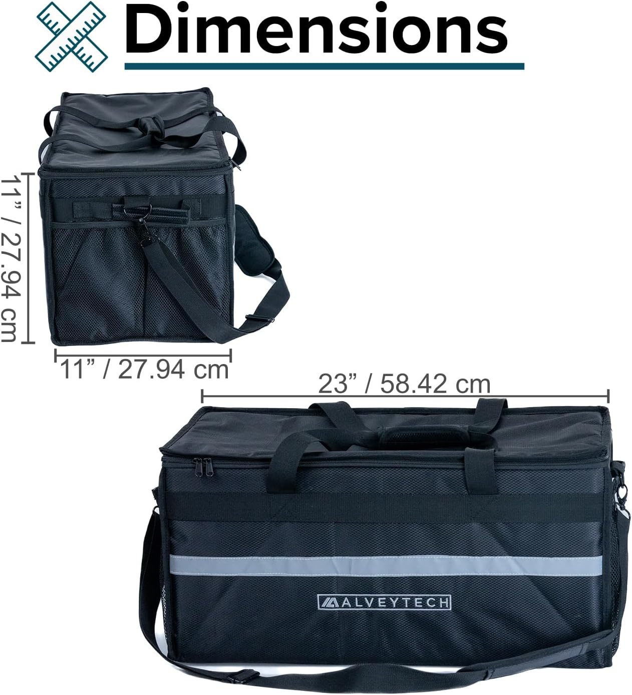 AlveyTech Universal Rear Insulated Cargo Bag (Black) for Coleman KT196 & CK196-T Go-Karts, UTV & ATV - Weather-Resistant Coleman Go Kart Accessories