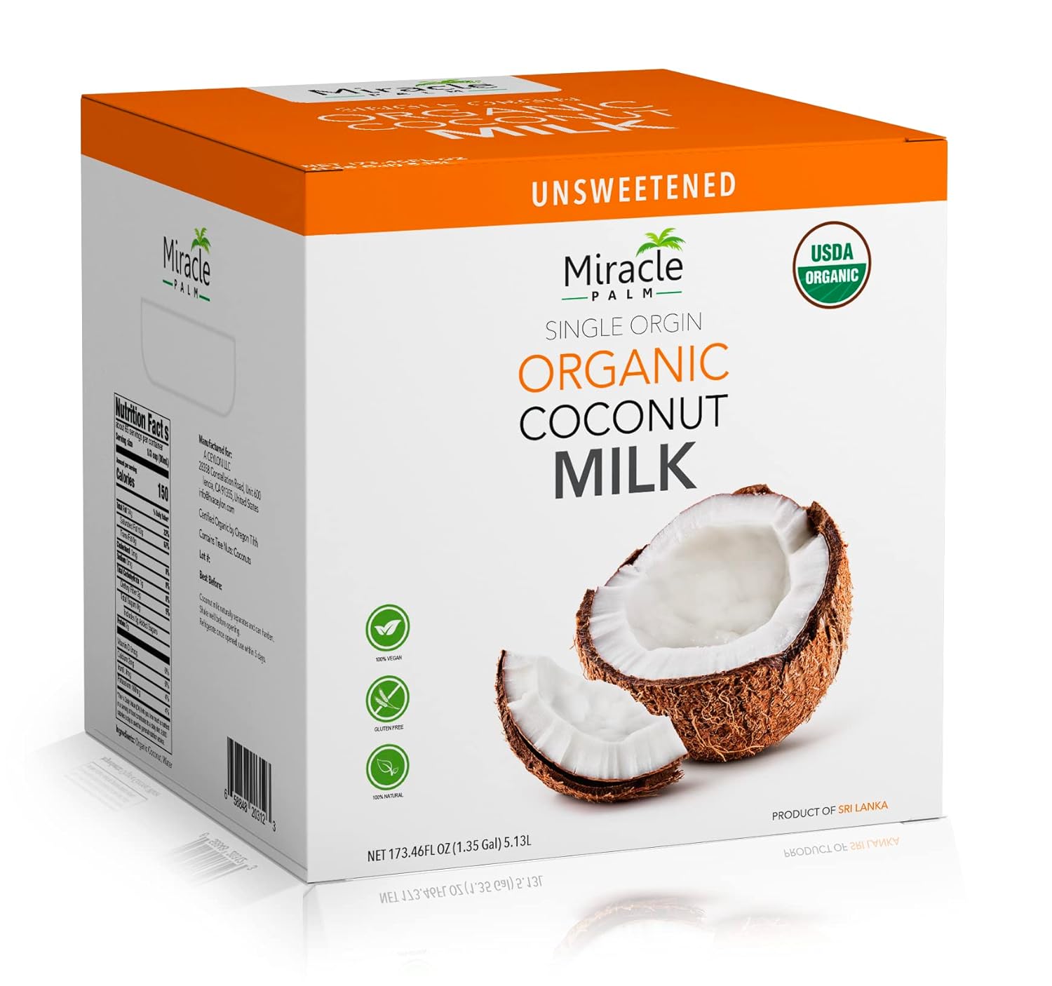 Organic Coconut Milk 1.35 Gallon (173.46 Fl Oz) No Guar