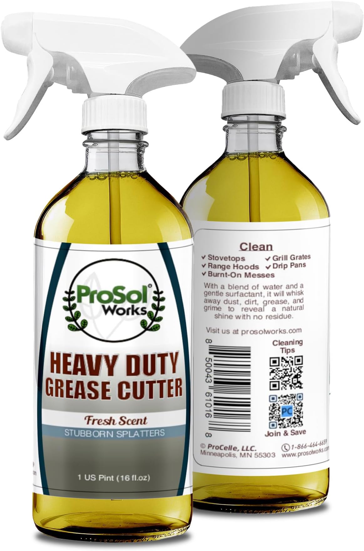 Degreaser Cleaner Heavy Duty Cleaning Spray 16 oz - Kitchen Cleaner for Stubborn Splatters, Stove Top, Grill, Drip Pans, & Oven Cleaner - Safe on All Surfaces - Fresh Scent