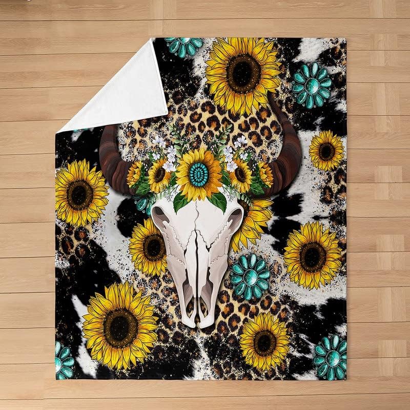 Manta de vellón de calavera de toro, manta de felpa de huesos de cráneo de ciervo para niños, adolescentes y adultos, manta de vellón con estampado