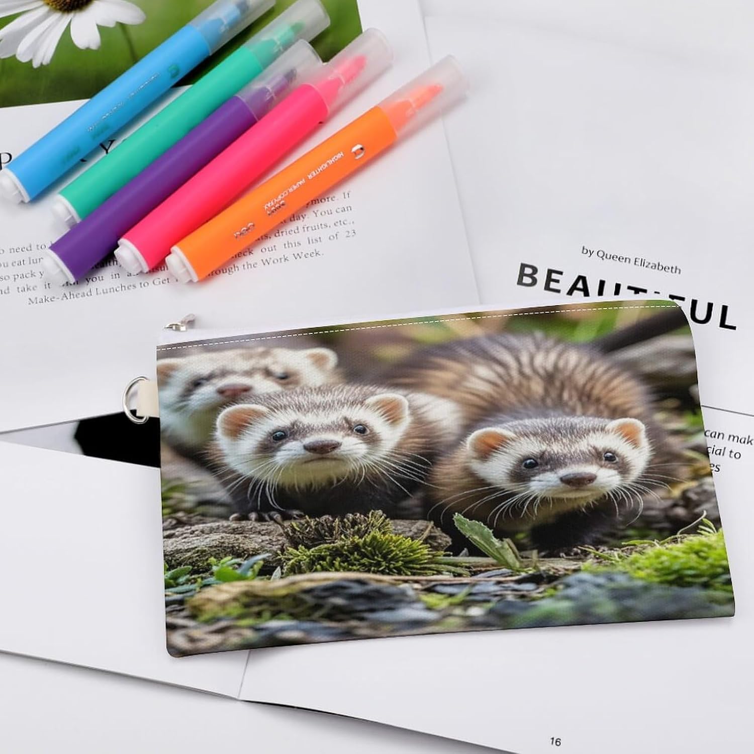 Ferrets Coin Purse Coin Pouch with Zipper for Men Women Portable Change Wallet Canvas Coin Bag