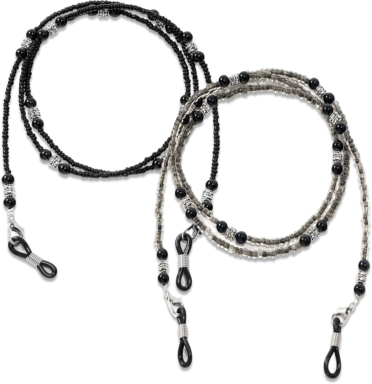 2Pcs Beaded Eyeglass Chains Glasses Chain, Eyeglasses Strap with Acrylic Beads | Functional & Decorative Eyewear Holder | Around Neck Glasses Lanyard for Women