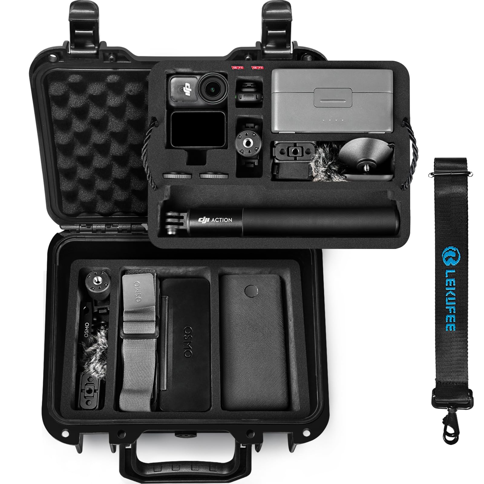 LEKUFEE Estuche Rígido Portátil Impermeable para dji Osmo Nano, Pack estándar (64GB / 128GB) - Cámara para Vlogs, dji Mic 3/2/Mini, más Accesorios (Solo Estuche)