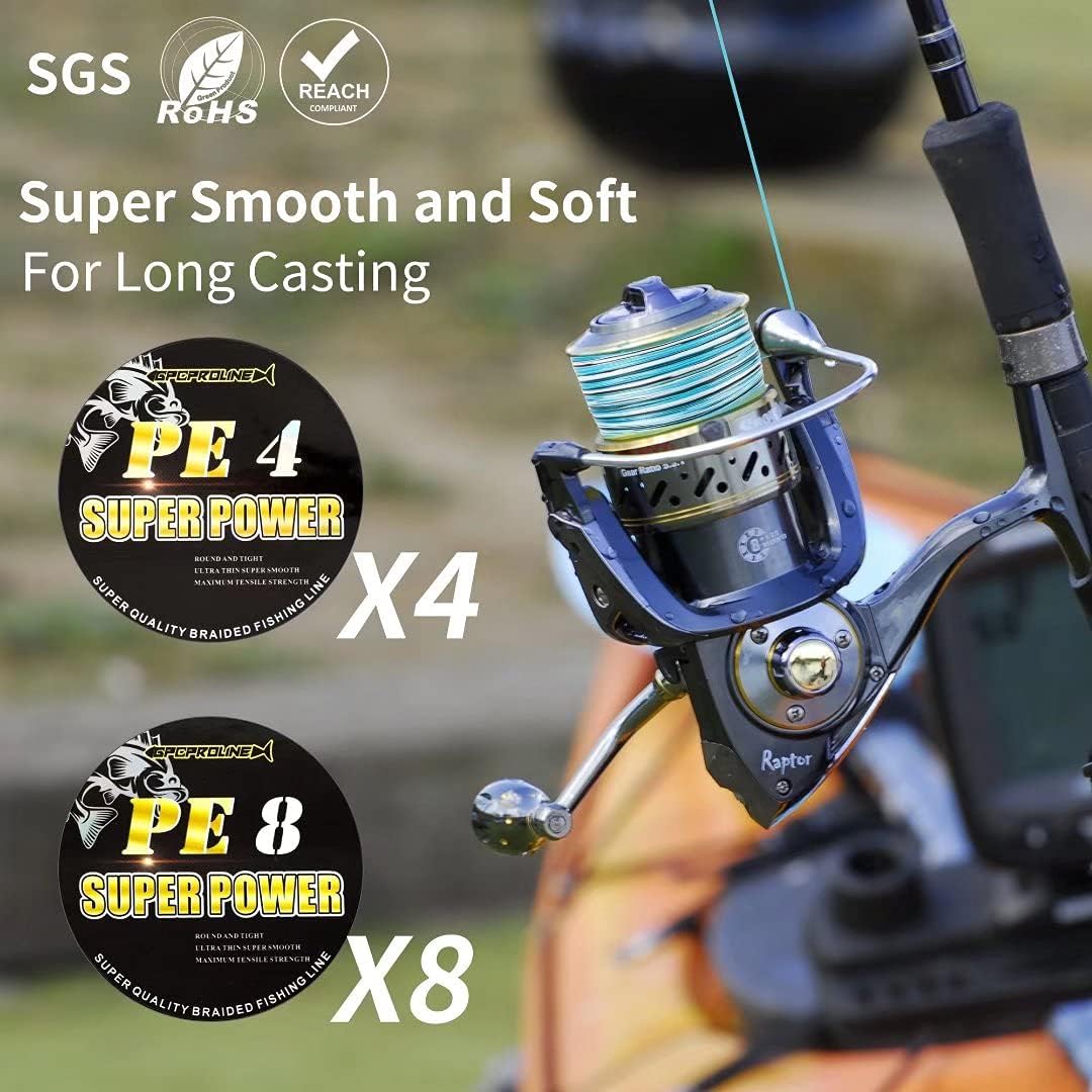 GPCPROLINE Braided Fishing Line PE 4 8 - Abrasion Resistant - Fade Resistant - Cast Longer - Thinner & Smooth - Camo Blue, Camo Green, Green - 10LB/15LB/20LB/30LB/50LB/80LB/100LB for Saltwater Fishing : Sports & Outdoors