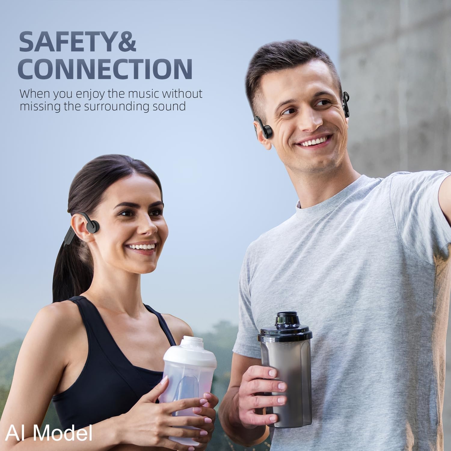 X14 - Auriculares Bluetooth 5.3 de conducción ósea, negros, inalámbricos para correr, deportes al aire libre
