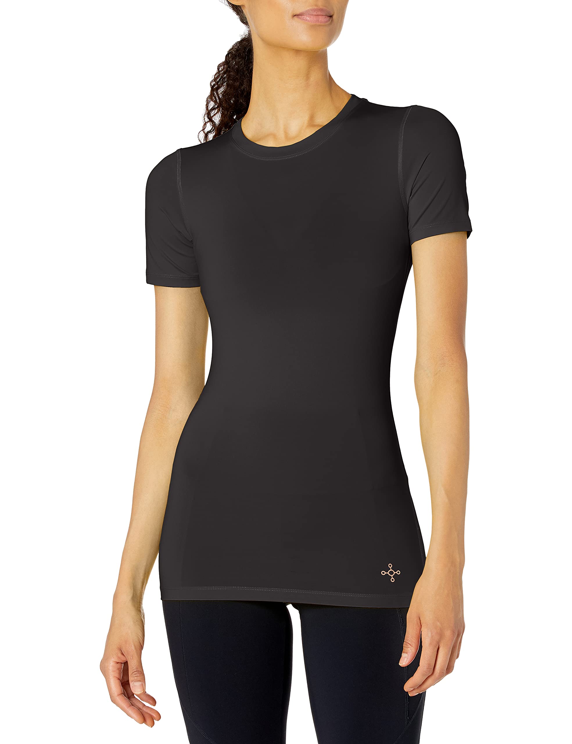 Tommie Copper Women's Core Compression Short Sleeve Crew Neck Shirt, Black, X-Large