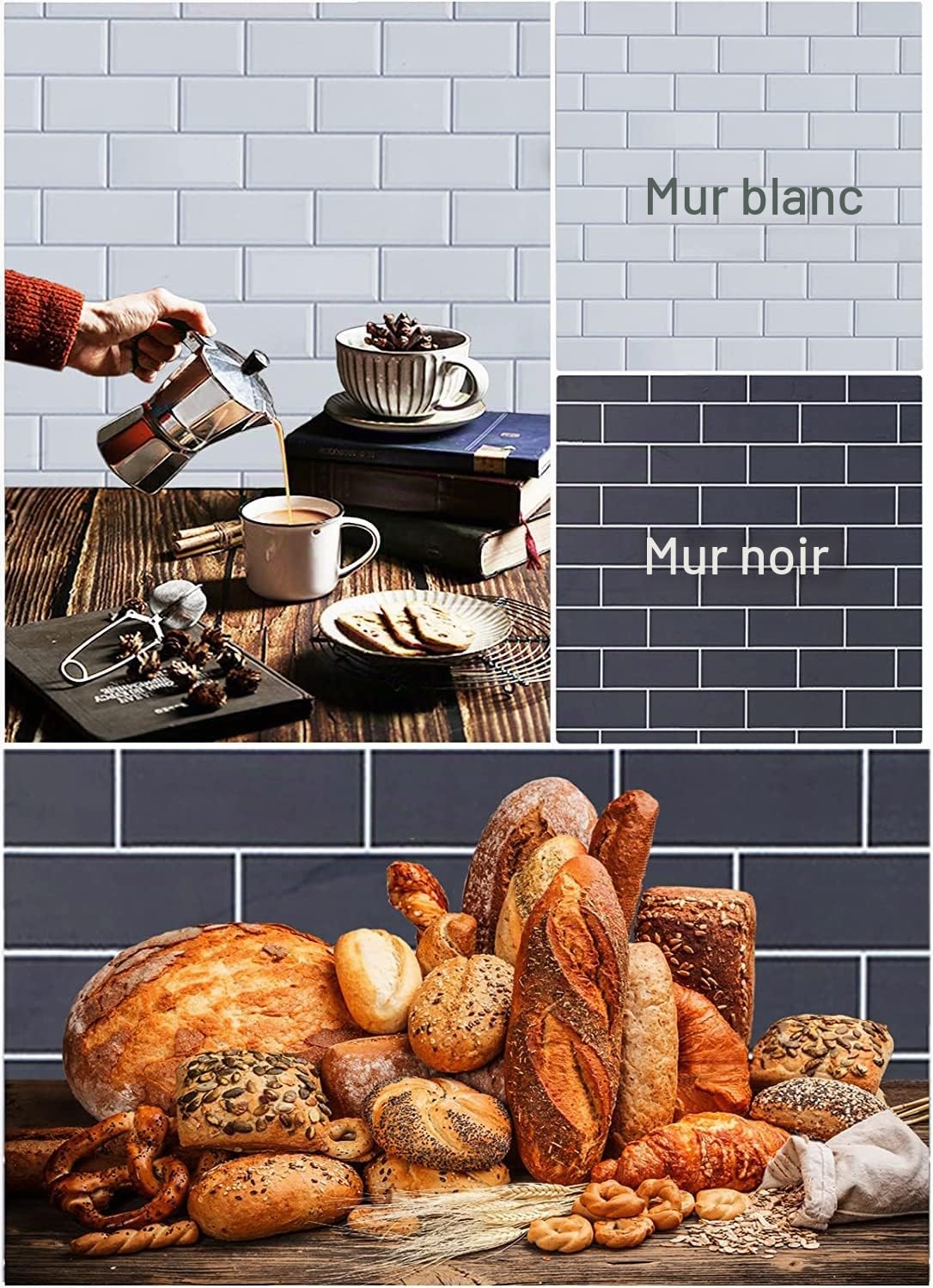 ZUOMIDIE Lot de 5 Toiles de Fond Double Face 10 Motifs 40x40 cm Fond Blanc Marbre Grain de Bois Kit Texture Plat Lay Verticale avec 4 Pinces en Carton