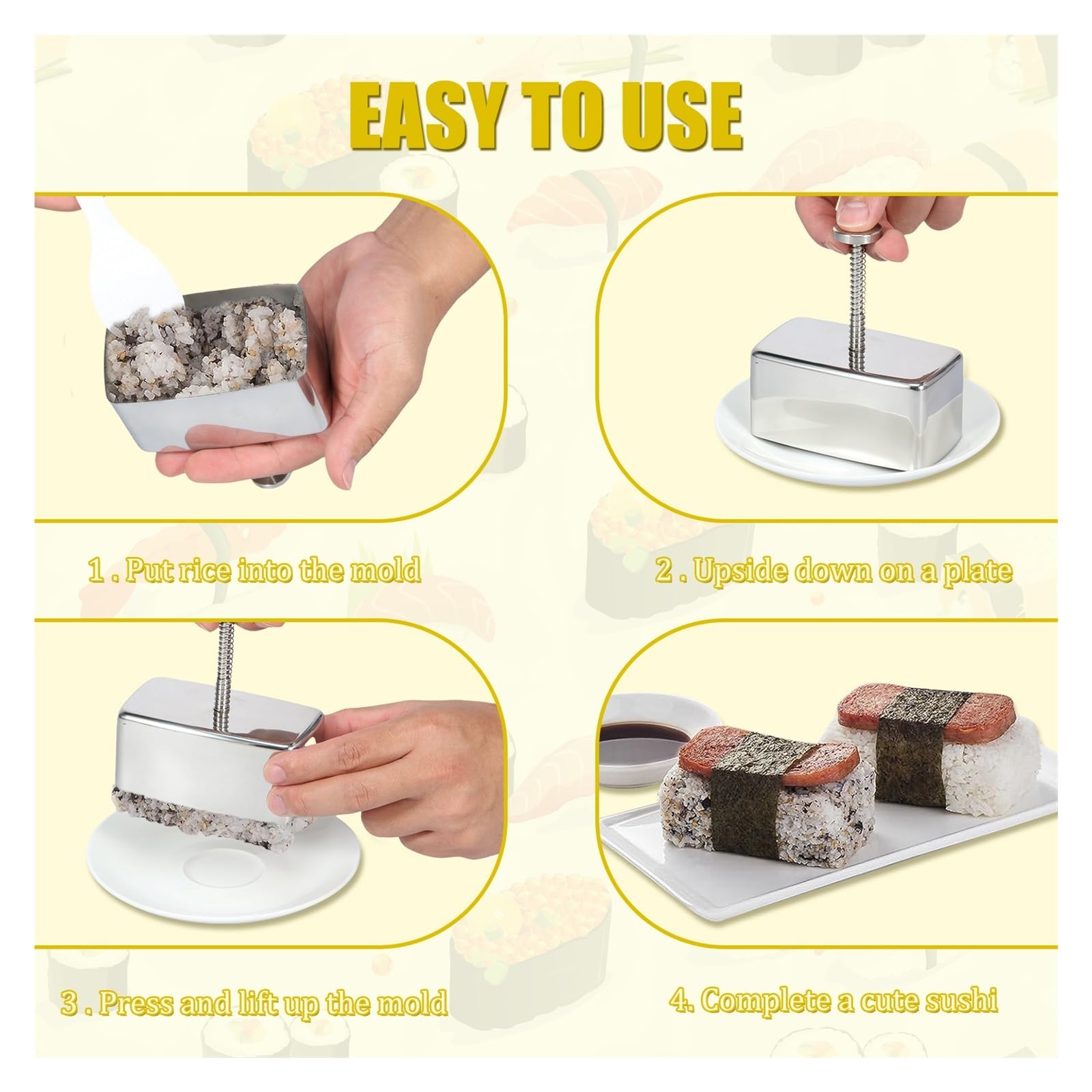 Stampo riso acciaio inox Stampo Onigiri Antiaderente In Acciaio Inossidabile