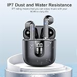 Wireless Earbuds, Bluetooth 5.3 Headphones HiFi Stereo, Mini in-Ear Bluetooth Earbuds, Wireless Earphones with 4 ENC Noise Cancelling Mic, IP7 Waterproof, LED Display, Touch Control Ear Buds, Black
