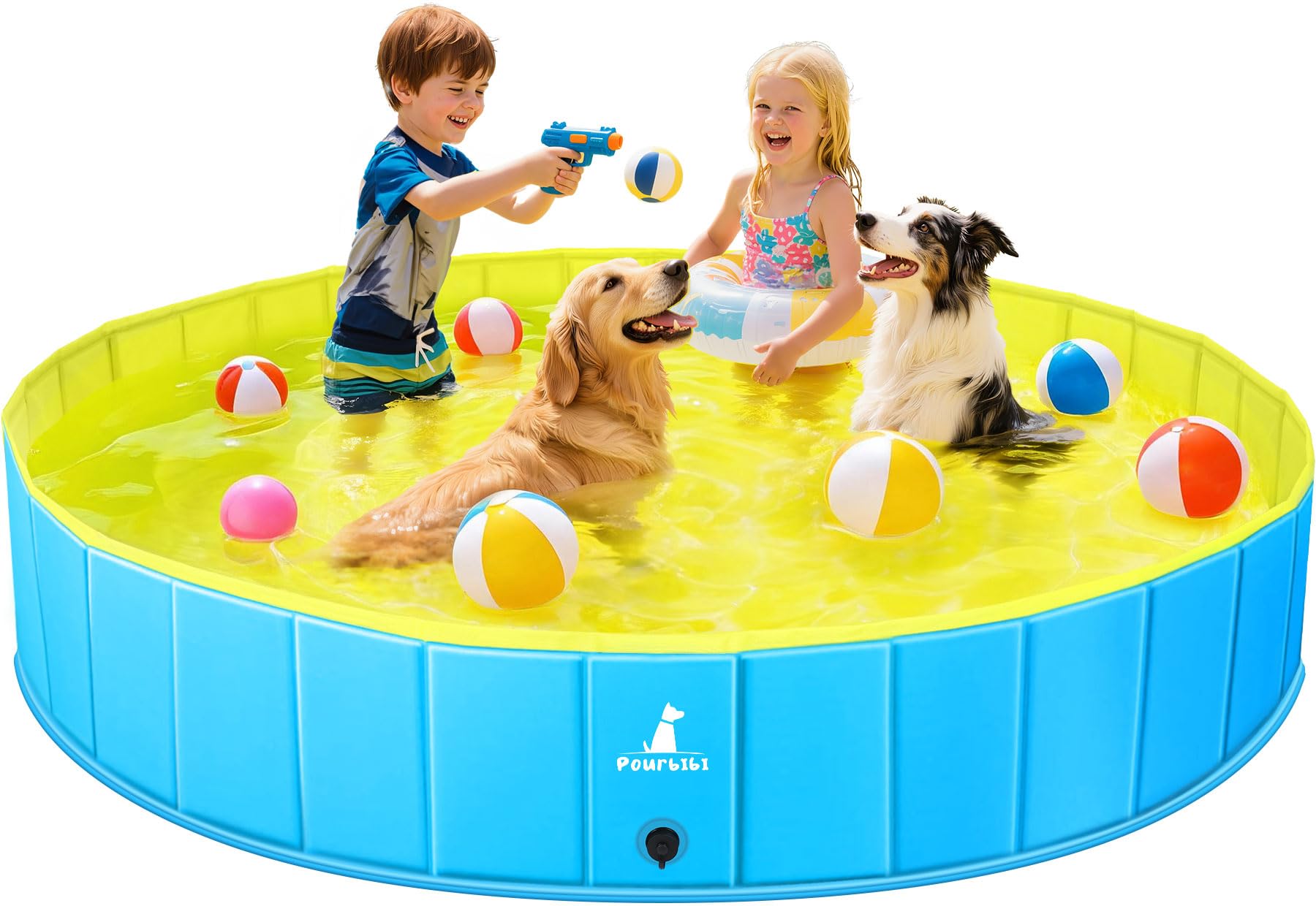Pourbibi Piscine pour Grands Chiens, Bassin De Baignade Pliable pour Chien, Pataugeoire pour Chien, Baignoire PVC Portable pour Chien, Piscine pour Chiens Grands Et Petits, 160 X 30 Cm