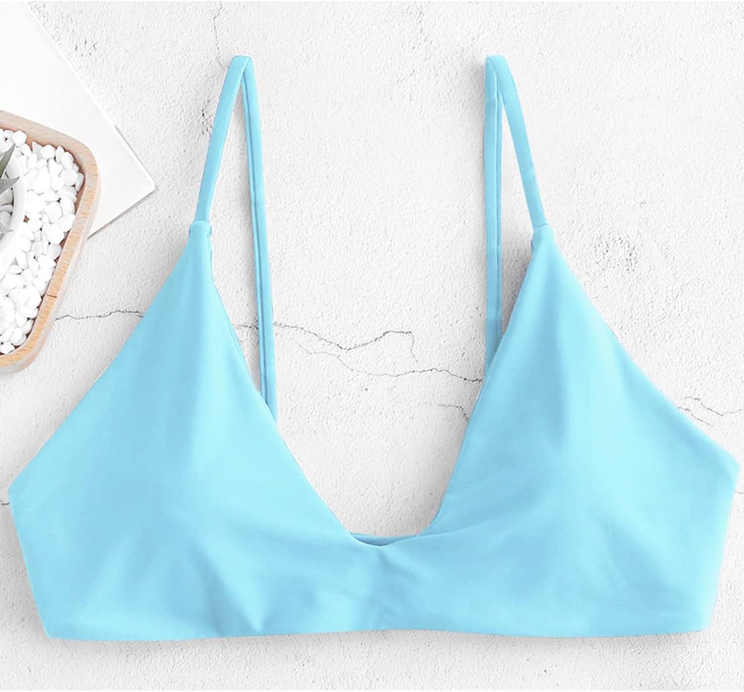 ZAFUL Women's Tie Back Bikini Top Solid Push Up Padded Bralette Swimsuit Bathing Suits Top - Image 3