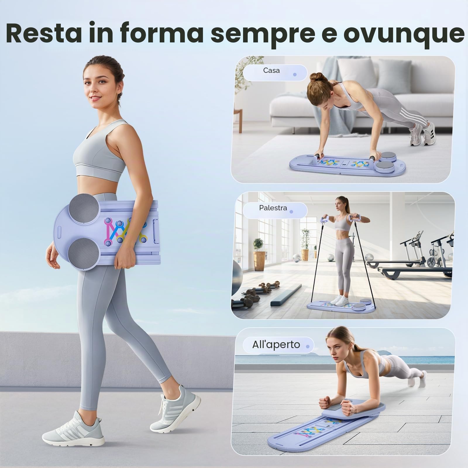 5 in 1 Pilates riformare macchina per la casa Tavola addominale pieghevole con rimbalzo automatico Ruota addominale Pilates attrezzature di allenamento per tutto il corpo Pilates reformer