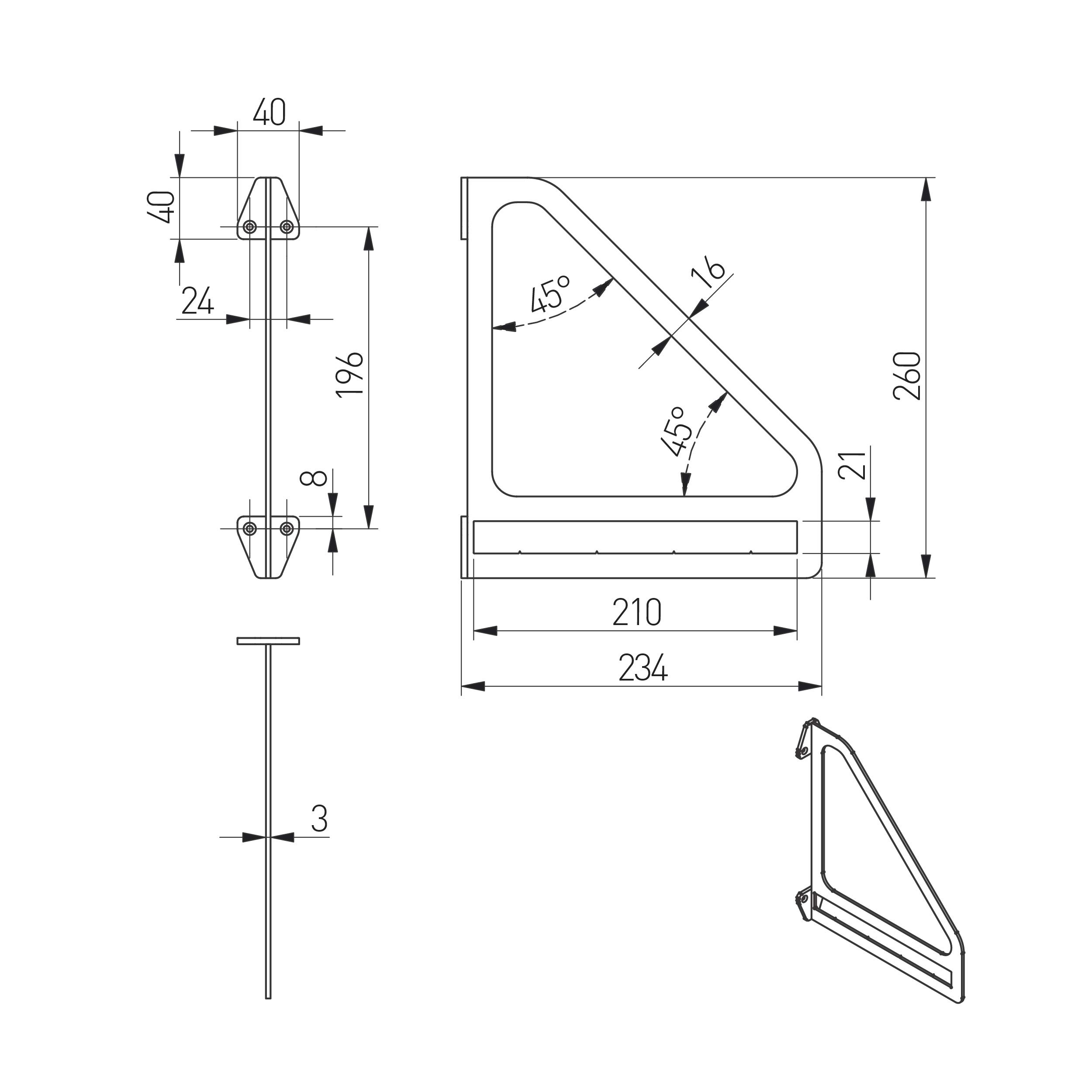 GTV PP-INGRID-20M Ingrid Shelf Brackets, matt Black - Image 2