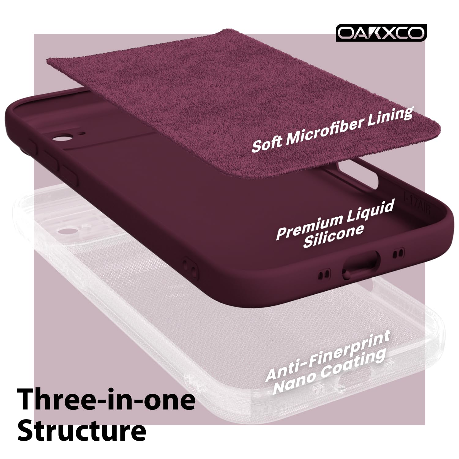 oakxco for iPhone 17 Pro Max Phone Case Liquid Silicone, Cute Thin Slim Grip Soft Rubber Gel for Women Men, Smooth Matte TPU Plain Solid Color Girly Simple Case with Camera Cover, Light Pink — view 1931