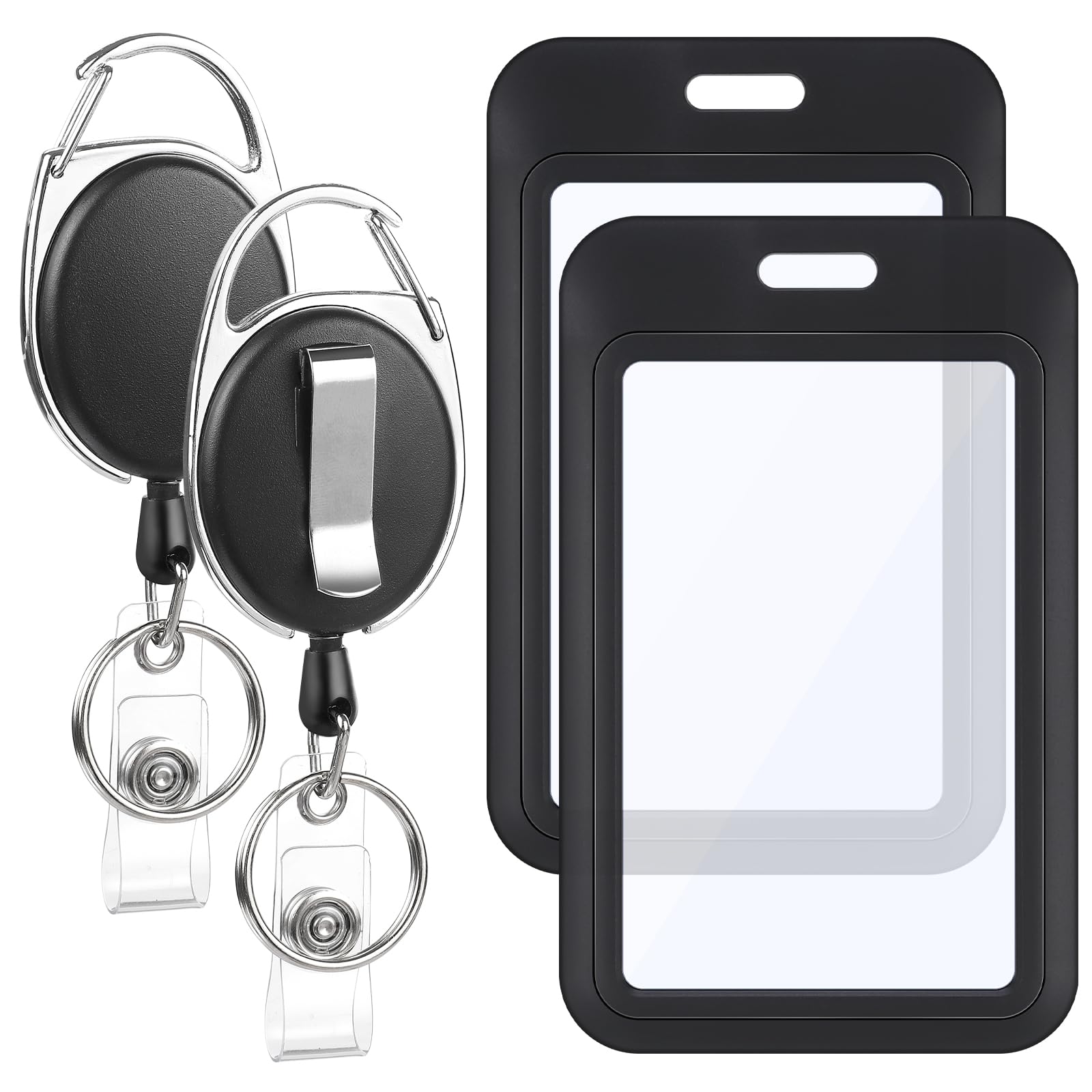 Photo 1 of ***MISSING PARTS***
2 Pack Badge Holder Retractable Clip Heavy Duty Reels with Double-Sided Windows Sliding ID Badge Holder for Women Nurse Teacher Student