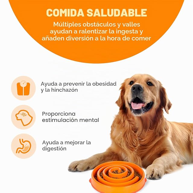 Foto 2 de 7 de Outward Hound Fun Feeder Slo-Bowl - Comedero con obstáculos para Perros - Naranja - Grande/Normal