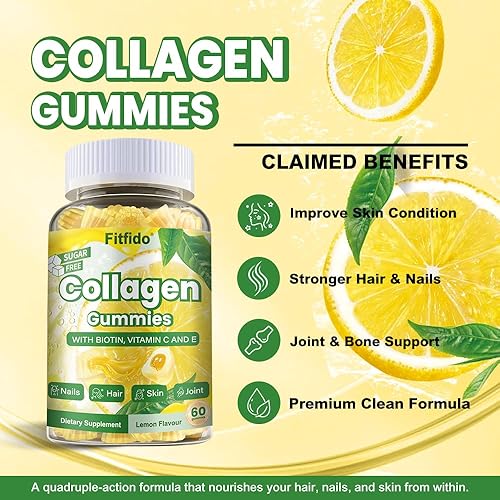 Miniatura 3 de Gomitas de colágeno con péptidos multicolágeno, vitamina C, zinc y biotina, para cabello grueso, uñas fuertes y piel saludable, sin azúcar y vegano