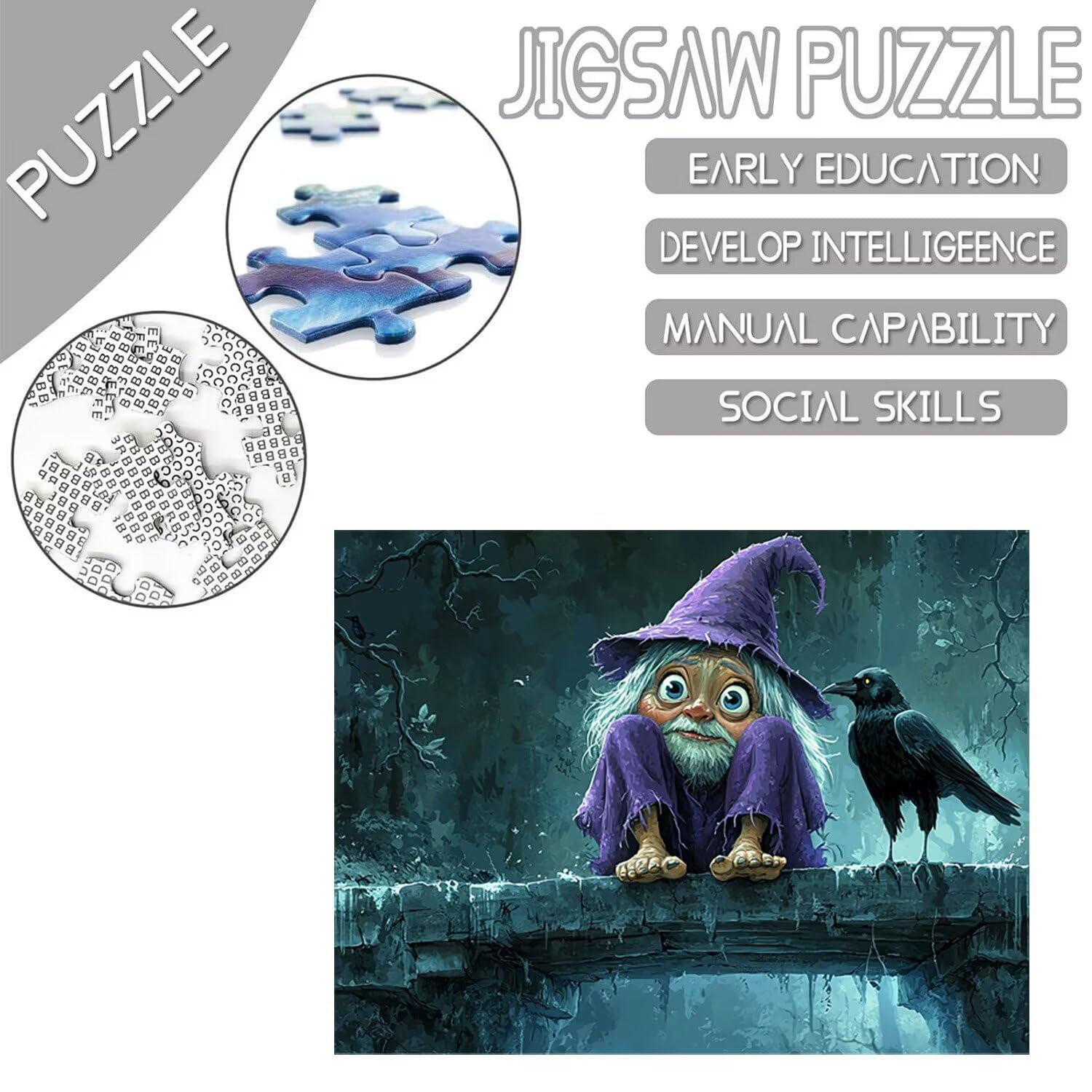 Puzzle dla dorosłych 2000 sztuk czarownicy wrony | Zabawa rodzinna i zajęcia grupowe dla nastolatków i | Prezent urodzinowy dla dzieci od 14 lat | Dekoracja domu i pomysł na prezent na relaks - 675