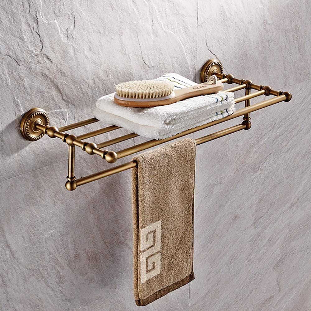 Bathroom Towel Rack Towel Bar Retro Brass Towel Holder Heavy Duty Towel Rails Wall Mounted Towel Ring for Bathroom, Kitchen, Hotel, Screw Installation