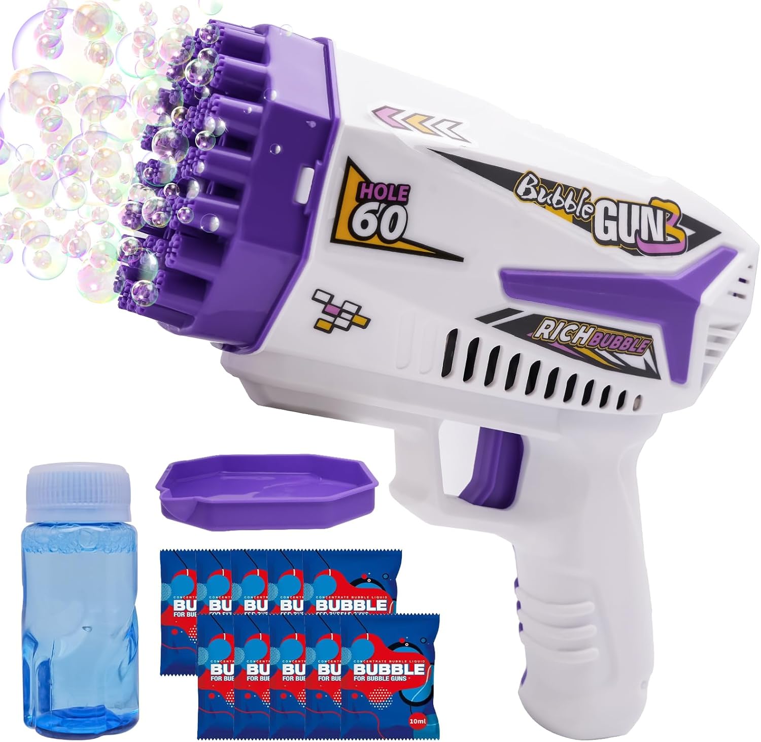 Bubble Machine Gun Kids Toys, Toys for 3+ Year Old Boys,Bubble Blaster Gun with Bubble Solution,Outdoor Toy Birthday Party Favors Gifts for Boys Girls Age 3 4 5 6 7 8 9 10 11 12 Years Old (Purple)