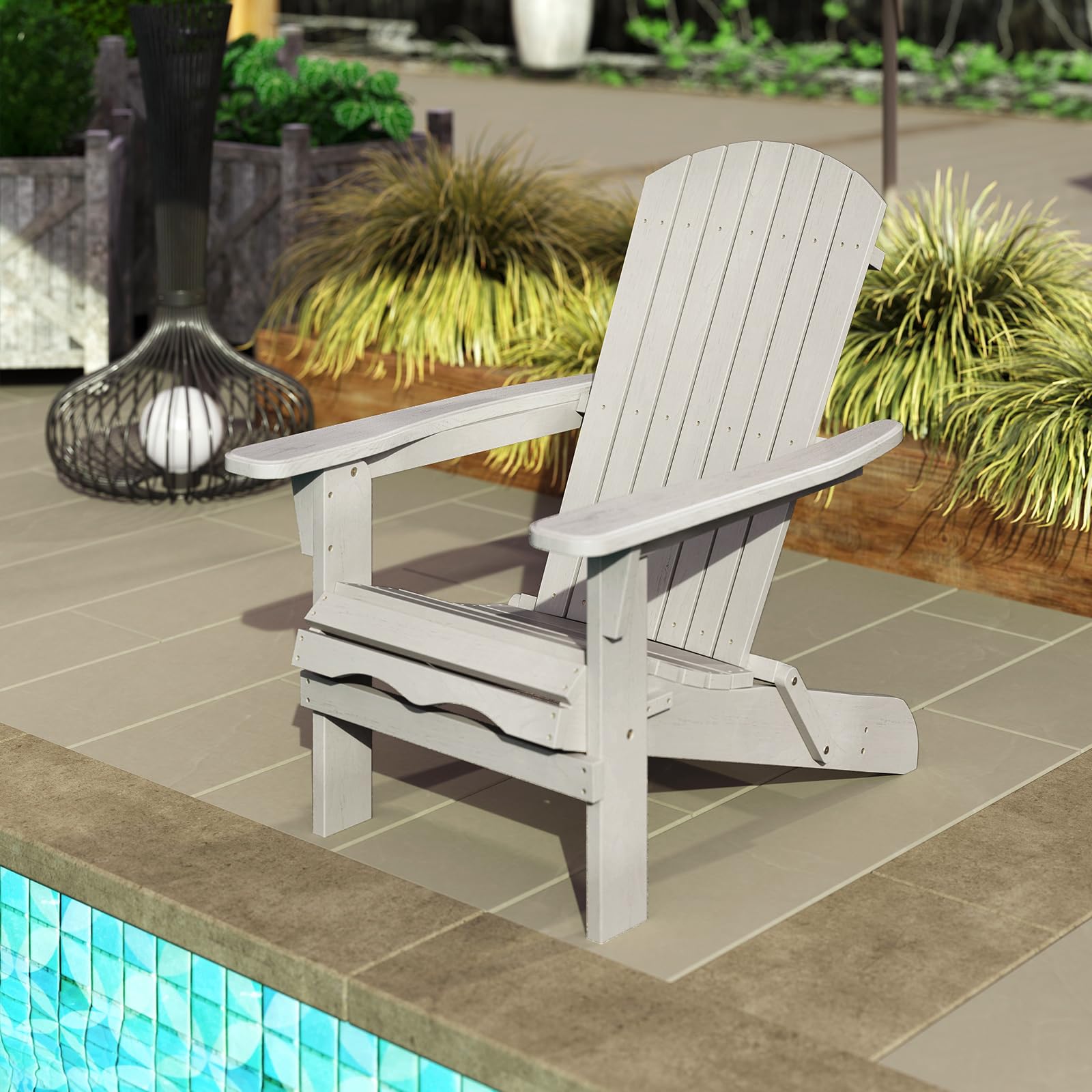 GIANTEX Set di 2 Sedie Adirondack Pieghevoli, Sedia da Esterno con Telaio in Legno di Abete