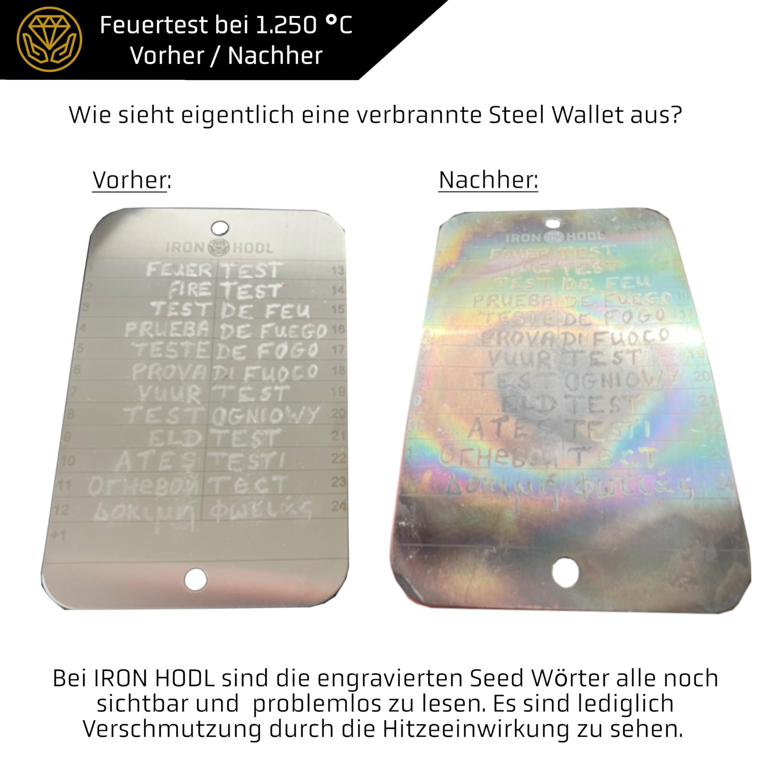 Steel Wallet Gravierstift schwarz + Testplatte - 24+1 Recovery Seed Phrase Metallplatte Cold Wallet Crypto Wallet Bitcoin Wallet Hardware Wallet Crypto Steel Wallet Krypto Wallet Bitcoin