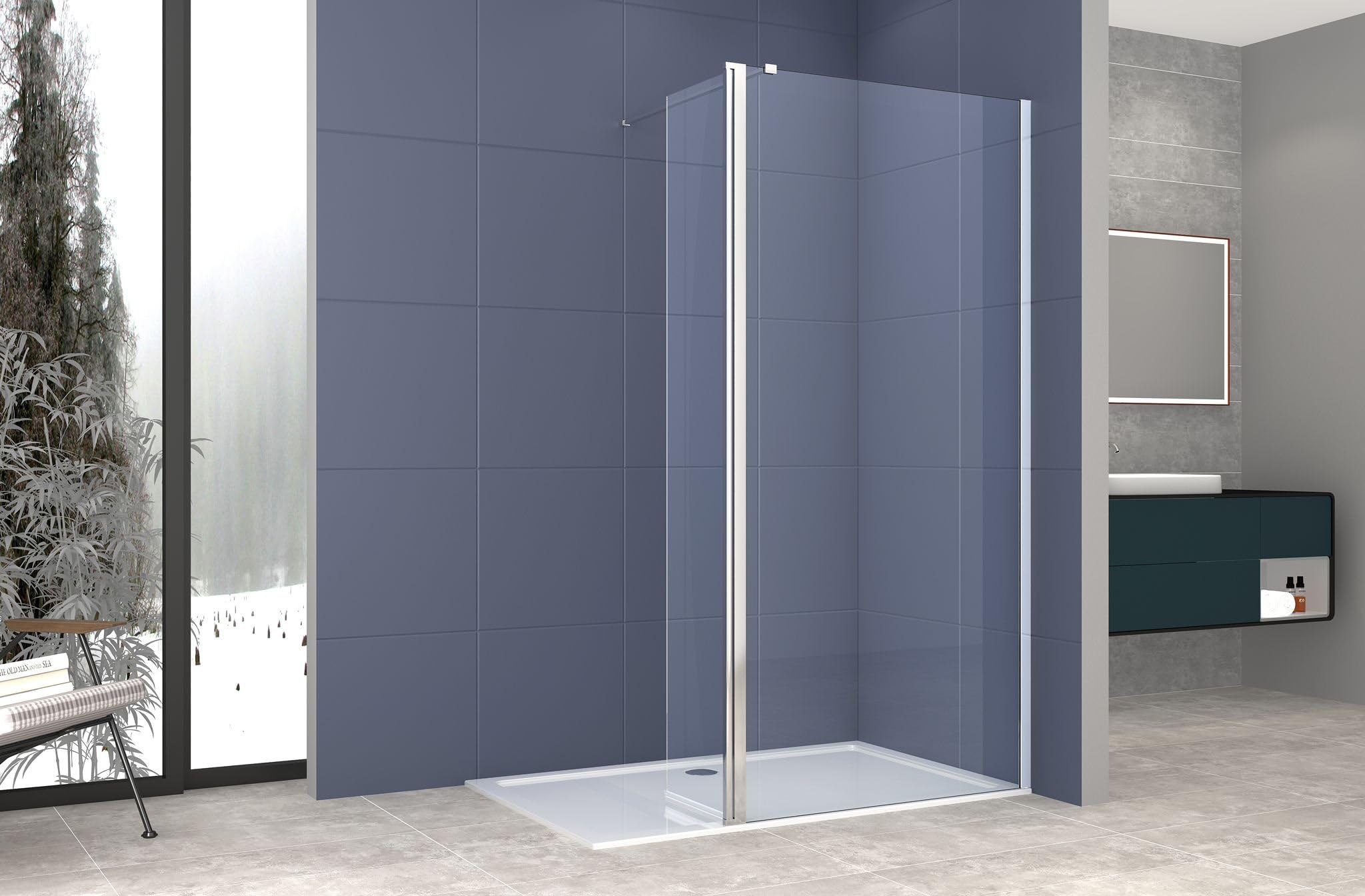 Box Doccia parete Walk in 140 cm + anta 40 cm h 200 cm cristallo temperato trasparente 8mm profilo CROMATO MIRELLA