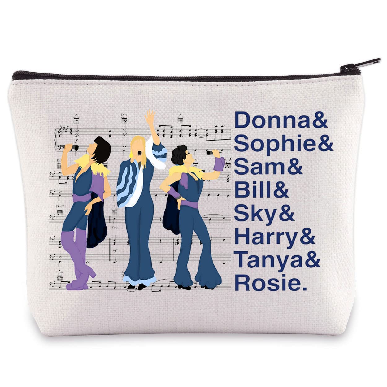 BWWKTOPMamma Mia Musical Cosmetic Makeup Bag Musical Lover Gifts Broadway Donna& Sophie& Sam& Bill& Sky Zipper Pouch Bag Broadway Merchandise(Donna&Sophie)